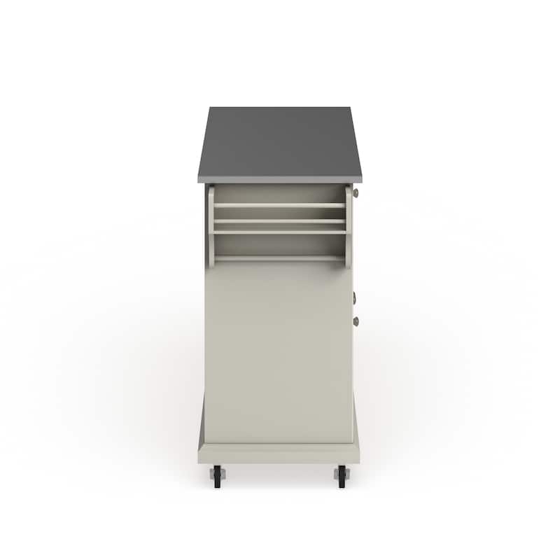 Crosley White Finish Stainless Steel Top Kitchen Cart and Island - 18"d x 51.5"w x 36"h