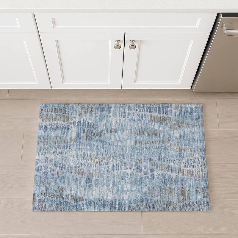 Machine Washable Indoor/ Outdoor Modern Imprints Chantille Rug