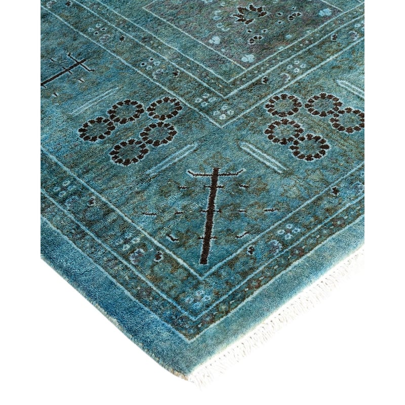 Fine Vibrance One-of-a-Kind Hand-Knotted Runner Rug - Blue, 6' 2" x 11' 8" - 6' 2" x 11' 8"