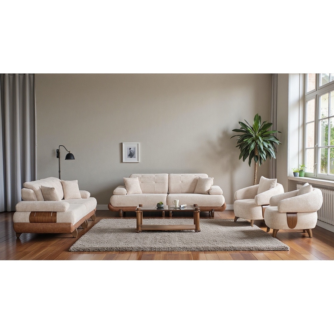 Nsakla 4 Pieces Living Room Sets 2 Sofa 2 Chair