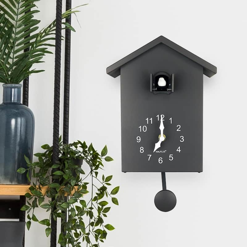 Walplus Grey Minimalist Cuckoo Table Clock 4 changeable birds
