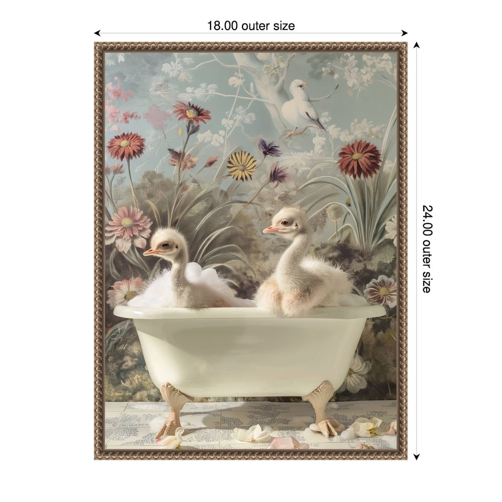 Ostrich Bubble Bliss by Niky Rahner Framed Canvas Wall Art