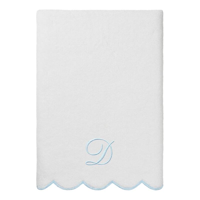 Authentic Hotel and Spa 100% Turkish Cotton Blue ADORNIA Scallop Personalized 3 Piece Towel Set - 3 Piece Set