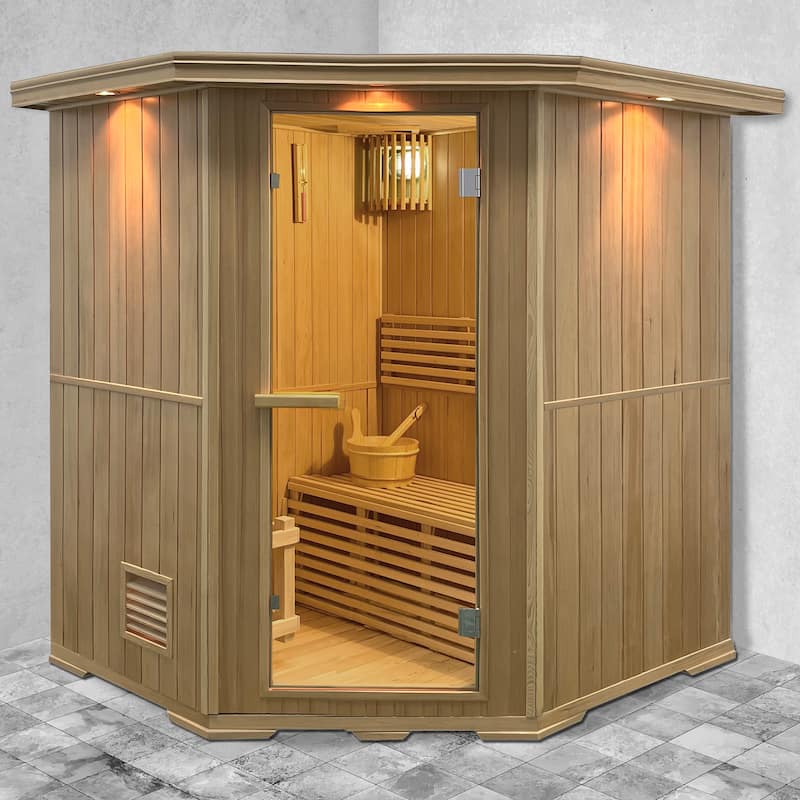 ALEKO Wood Wet Dry Indoor 6 Person Sauna with ETL Certified Heater