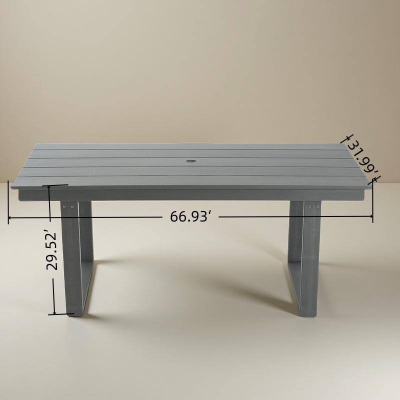 5-Piece HDPE Outdoor Dining Set for 4 - Weather-Resistant Patio Table with Umbrella Hole and 4 Armrest Chairs