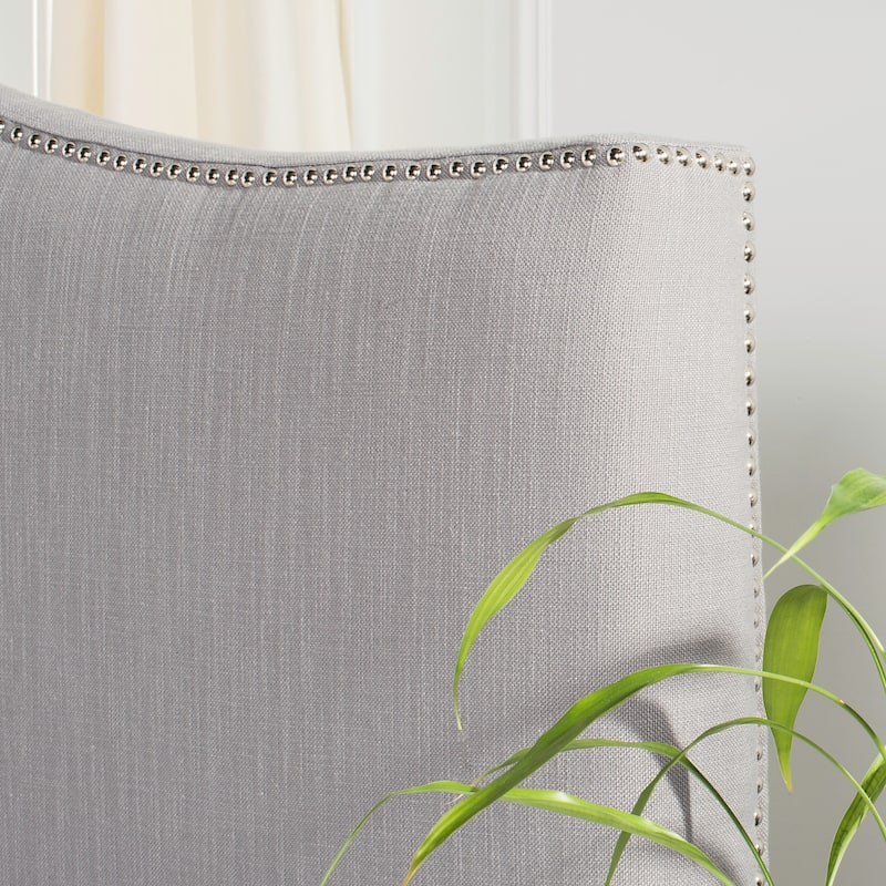 SAFAVIEH Jessi Arctic Grey Upholstered Camelback Headboard