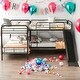 preview thumbnail 1 of 7, Twin Size L-Shaped 4 Beds In 1 Bunk Bed With Slide And Ladder for Home Black