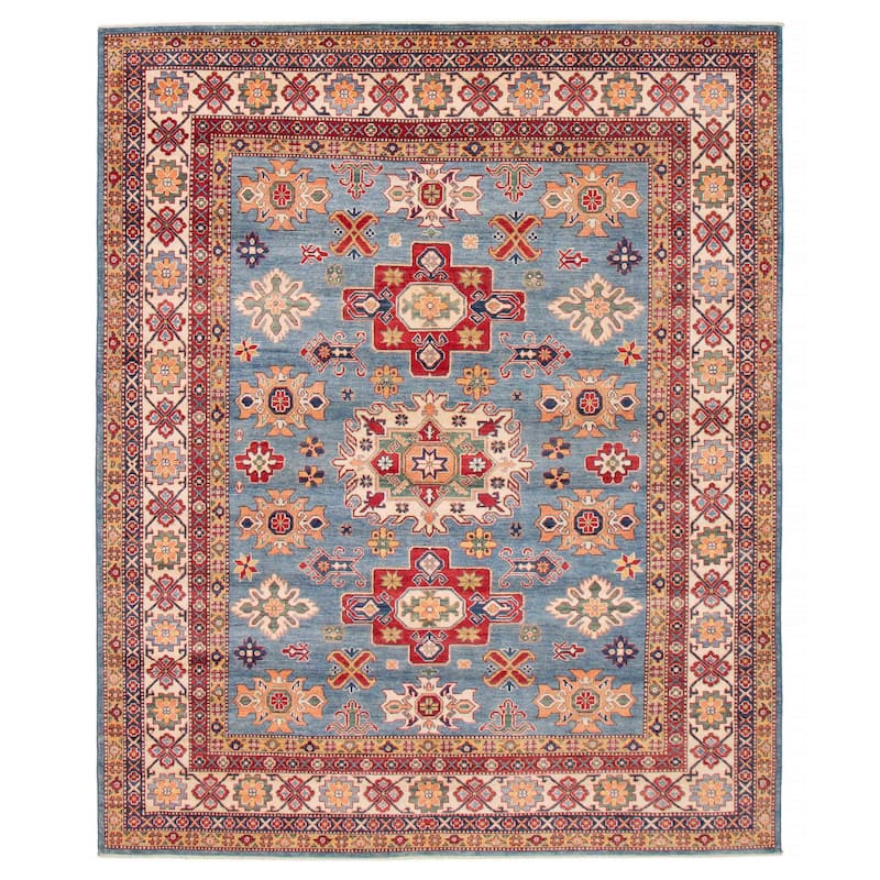 ECARPETGALLERY Hand-knotted Uzbek Ghazni Blue Wool Rug - 8'3 x 10'1 - Blue - 8'3 x 10'1