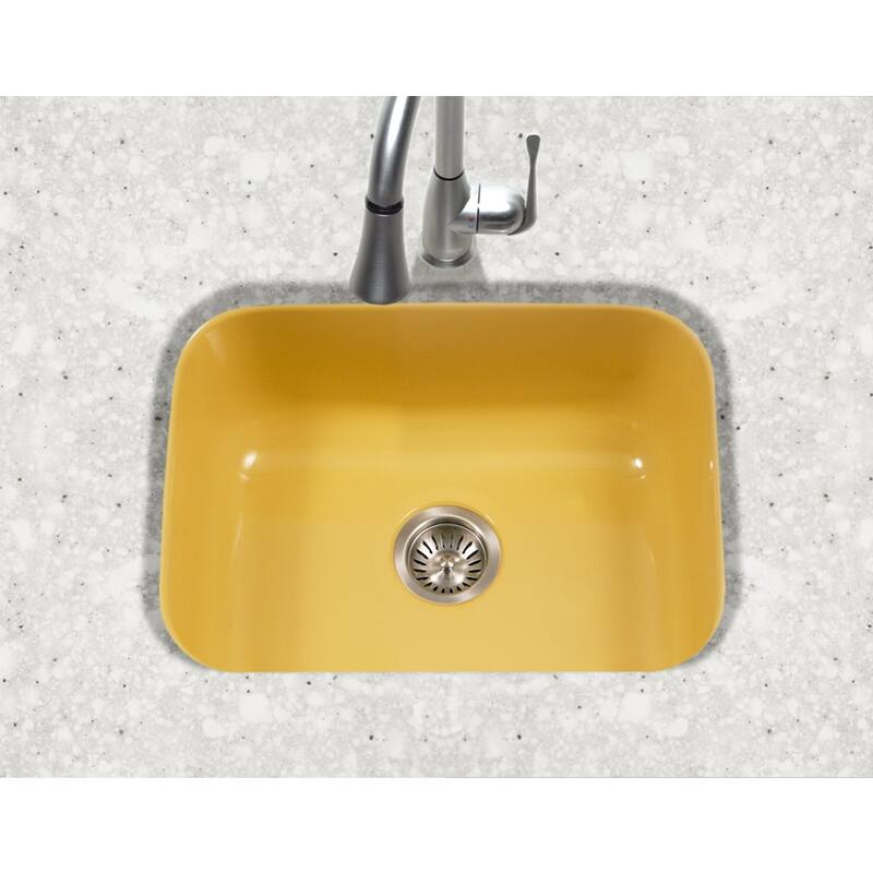 Houzer Porcela 22-3/4" Single Basin Undermount Porcelain Enameled