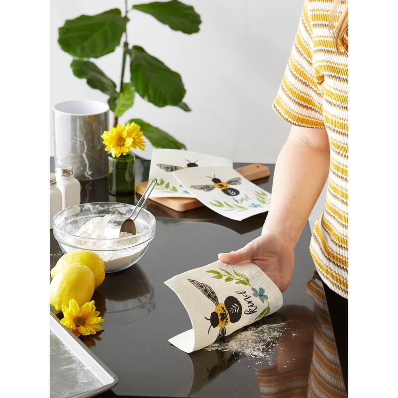 DII Black & White Swedish Dishcloth, 3 Piece