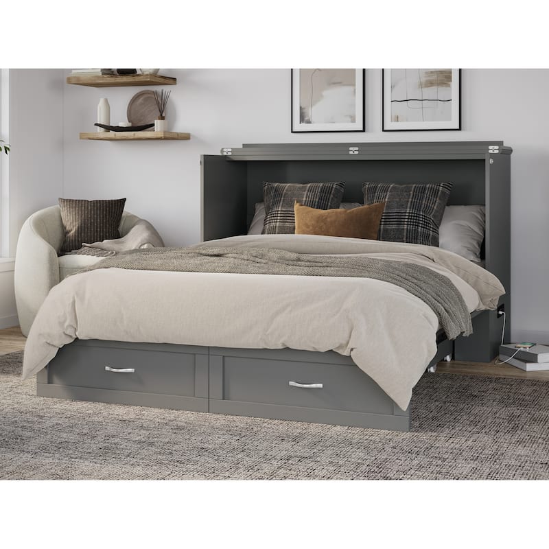 AFI Raleigh Queen Solid Wood Murphy Bed Chest with Mattress