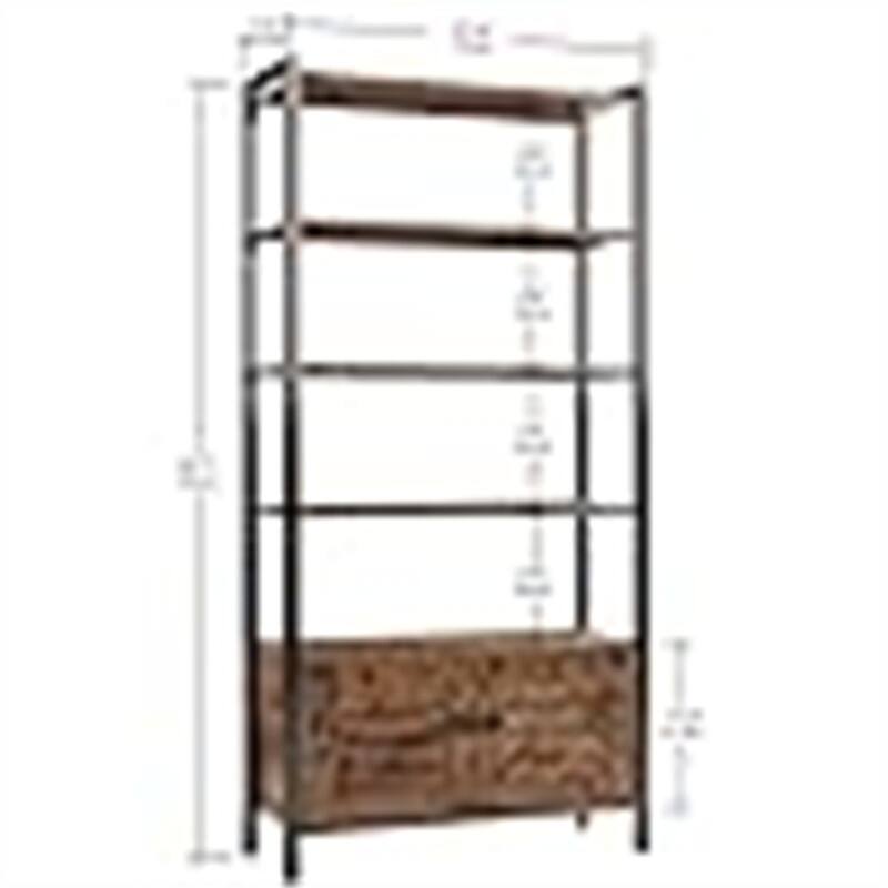 Industrial Bookshelf - 11.8"D x 27.6"W x 56.7"H