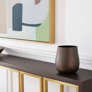 9" Antiqued Gold Aluminum Cylinder Table Vase - 8.50