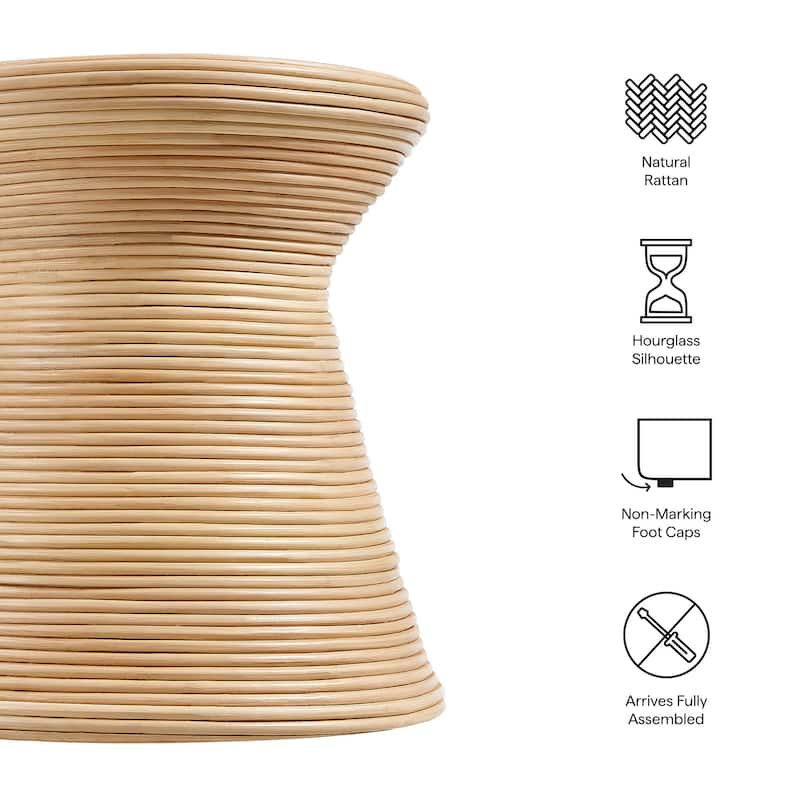 Tavi Hourglass Natural Rattan Round Side Table