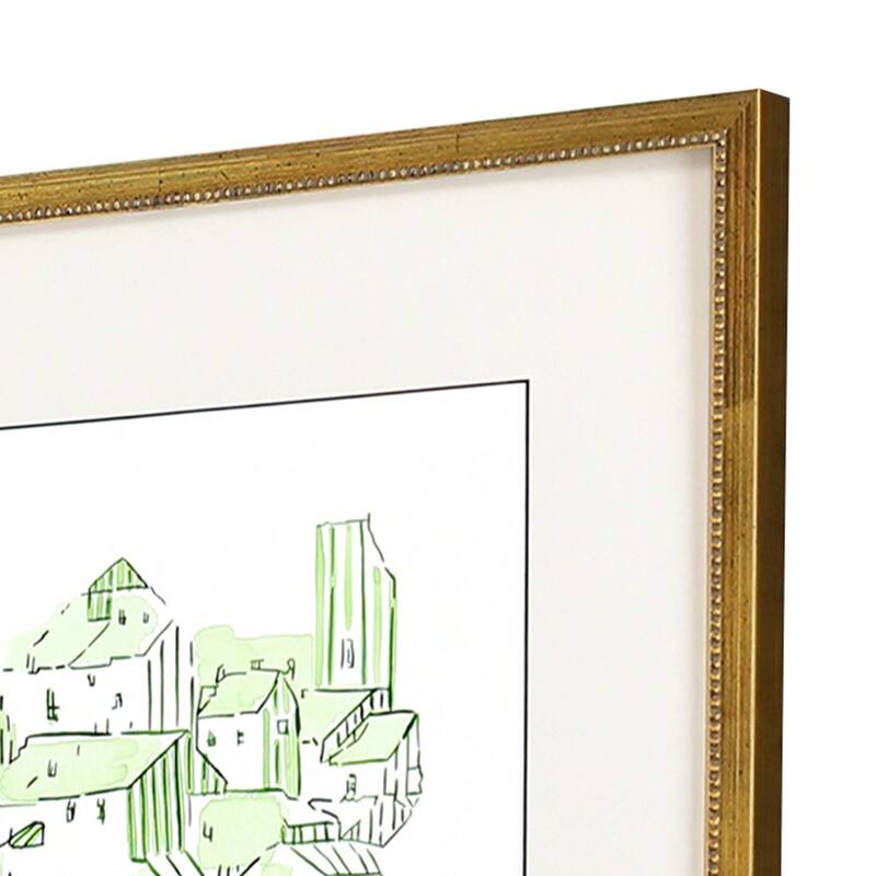 Watercolor Rooftops S/4 Framed Art Exclusive Giclee Under Glass