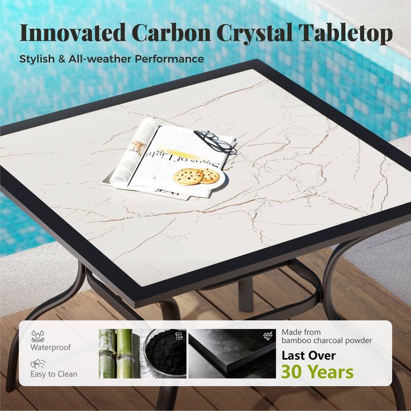 MAISON ARTS 37" Square Patio Dining Table Outdoor Furniture Table