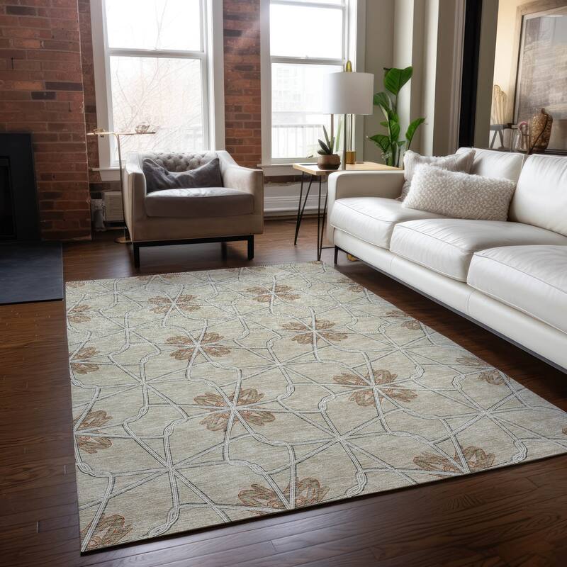 Machine Washable Indoor/ Outdoor Chantille Contempoary Whimsy Rug