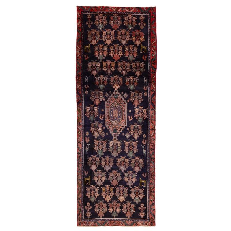 ECARPETGALLERY Hand-knotted Andelz Navy Wool Rug - 3'11 x 10'10