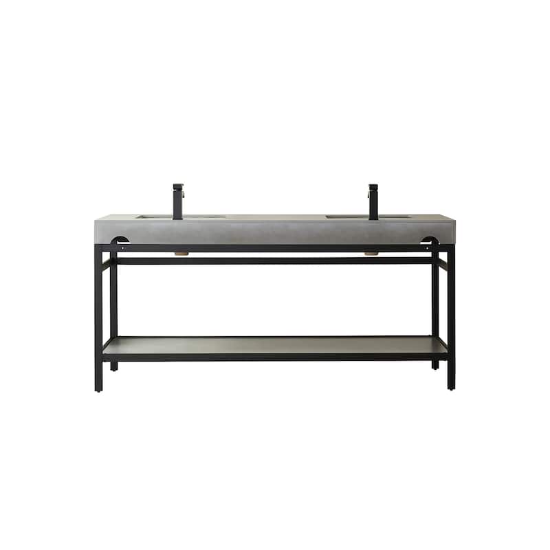 Funes 72" Double Vanity, Metal Support with Stone Top without Mirror - 72''x22''