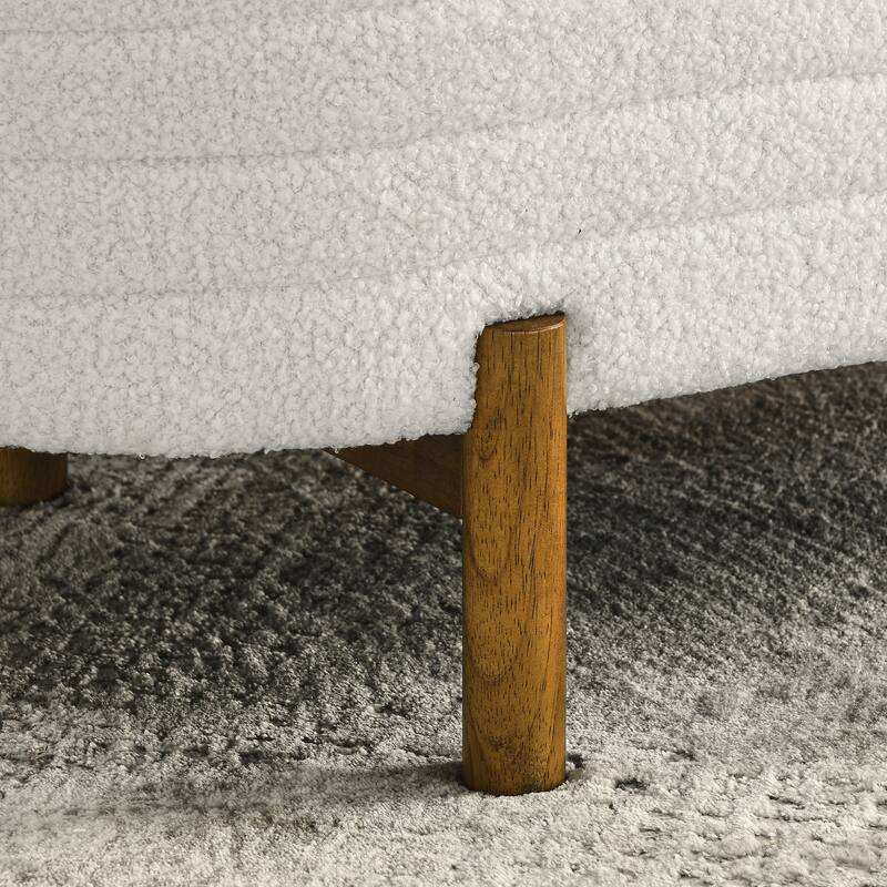 Ottoman Oval Storage Bench,Rubber Wood Leg,Beige(46."x17.7"x10.8")