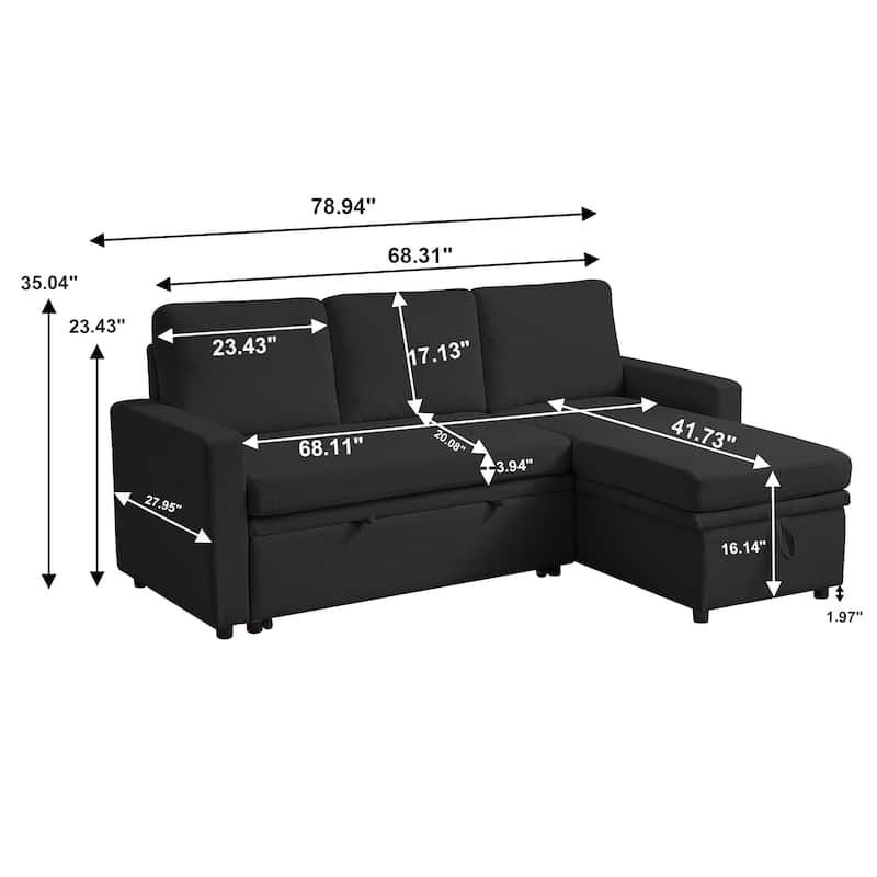 78.94" Striped Fabric Sleeper Sofa