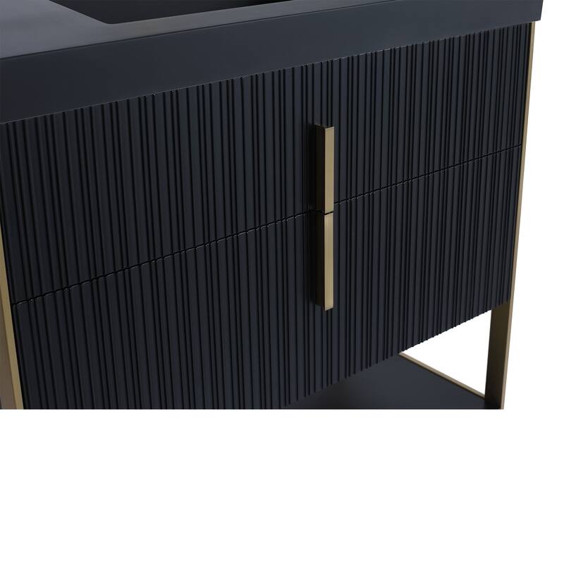 Fine Fixtures Serenity Modern Bathroom Vanity with Black Gel Acrylic Top