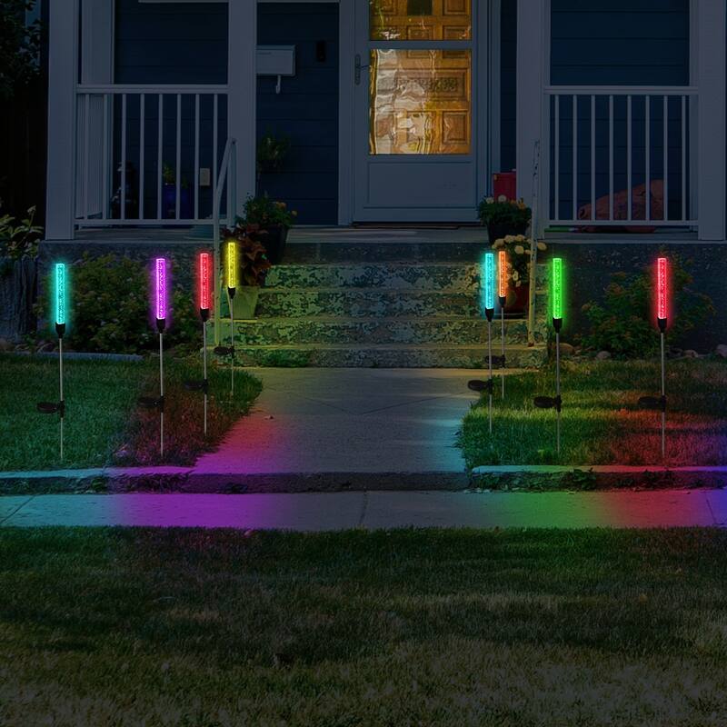 Exhart 2 Piece Solar Suspended Bubble Acrylic Square Garden Stakes with Color Changing LEDs, 2 by 29.5 Inches