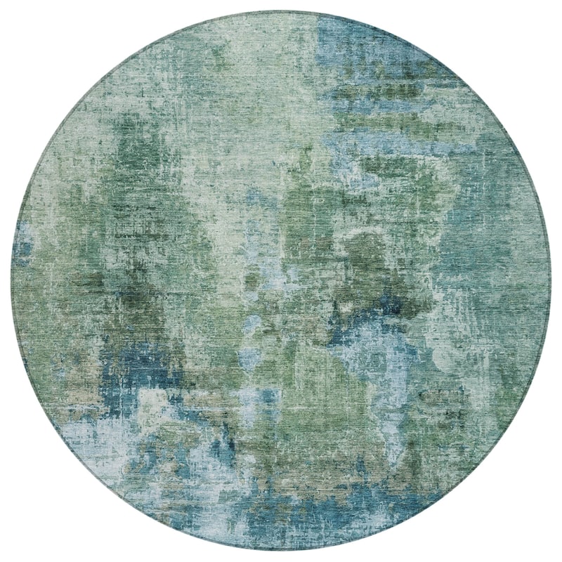 Machine Washable Indoor/ Outdoor Abstact Contemporary Chantille Rug