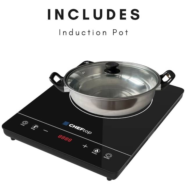 Cheftop Induction Cooktop Portable 120V Digital Electric Cooktop 1800 Watt, Digital 9 Cooking Zones Power Levels