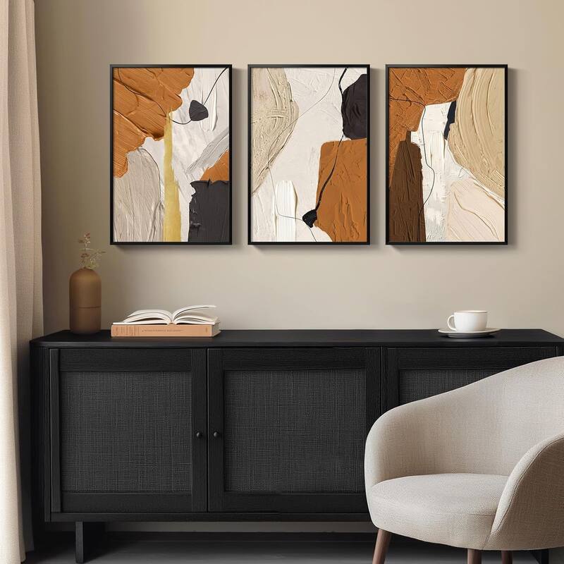 Modern Abstract Wall Art, Set of 3 Large Canvas Paintings Artwork