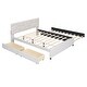 preview thumbnail 8 of 28, Linen Fabric Platform Bed with Brick Pattern Headboard, with Twin XL Trundle and 2 Drawers, Queen Size