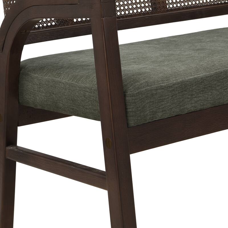 Christopher Knight Home - Curved Rubberwood Cane 46.25" Upholstered Loveseat