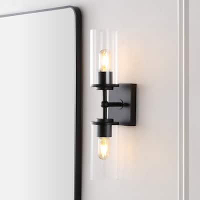 SAFAVIEH Home Lighting Collection Lolita 6" Modern & Contemporary Wall Sconce (2-bulb) - 6" W x 5" D x 21" H