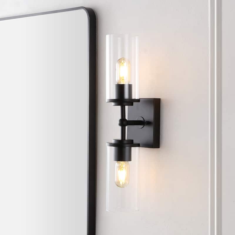 SAFAVIEH Lighting Gien 6" Modern & Contemporary Wall Sconce (2-Bulb) - 6" W x 5" D x 21" H - 6Wx5Dx21H