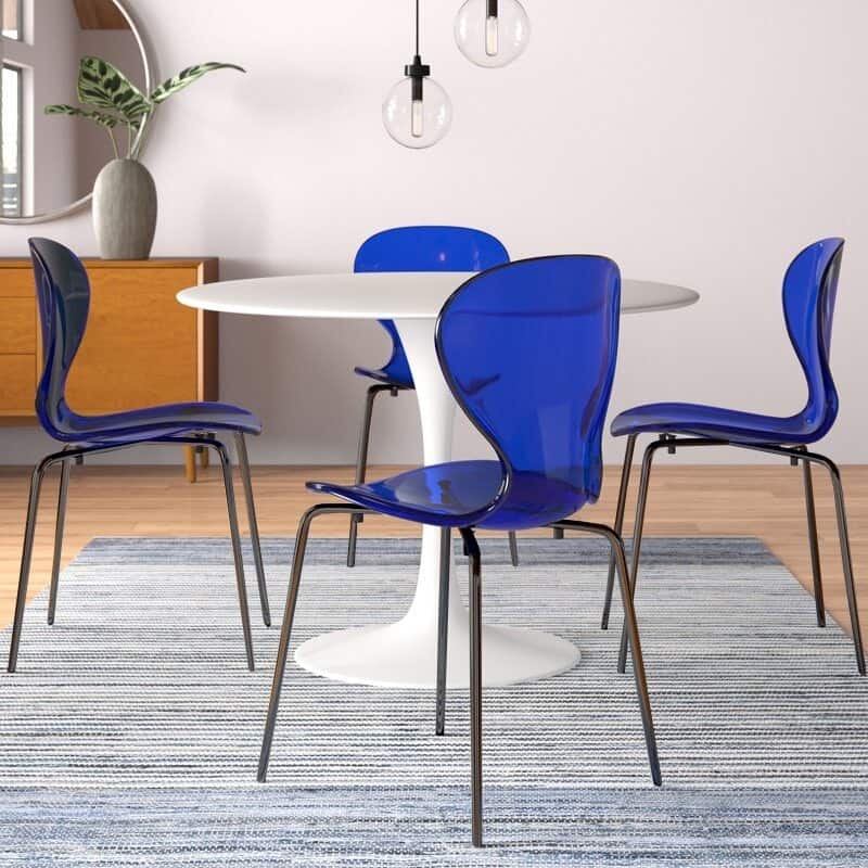Stackable Plastic Dining Chair Transparent Modern Accent Side Chair for Indoor and Outdoor