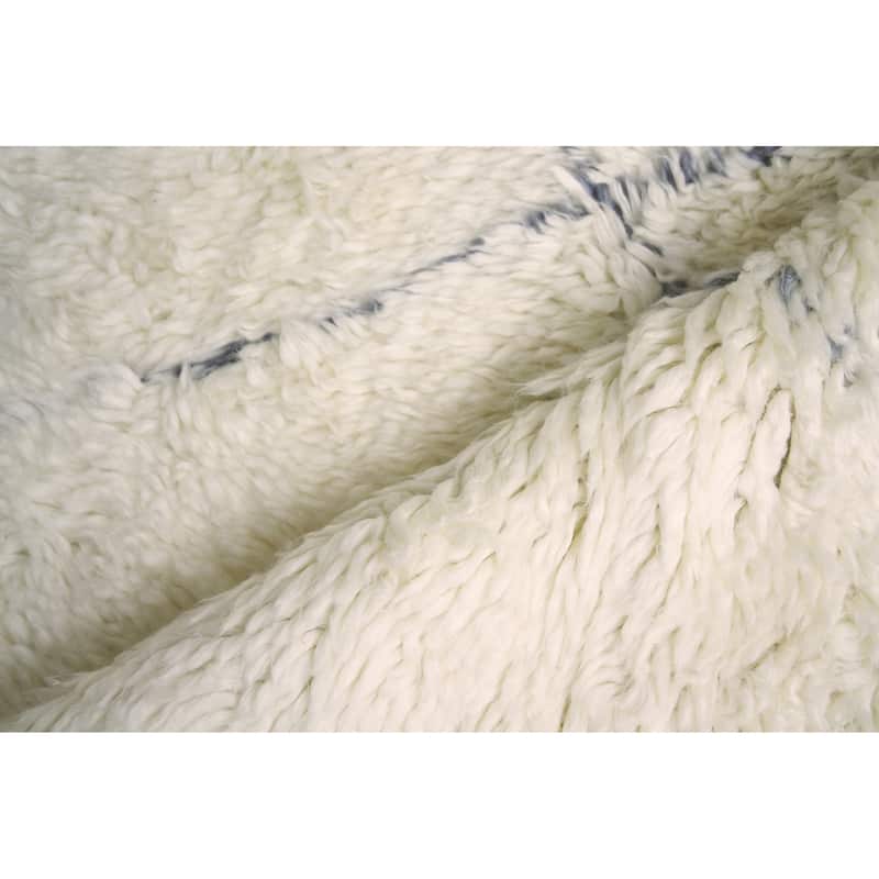 EXQUISITE RUGS Moroccan Hand-knotted New Zealand Wool Ivory/Grey Area Rug.
