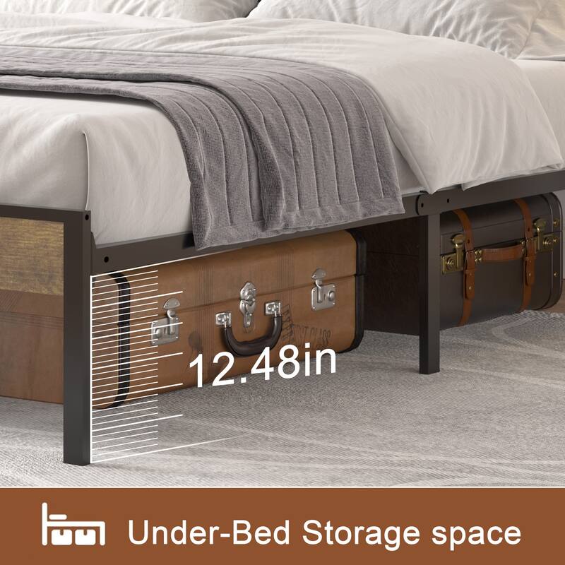 Queen King Size Platform Bed Frame with Storage, LED Lights, and Charging Station, Velvet Upholstered Headboard for Bedroom