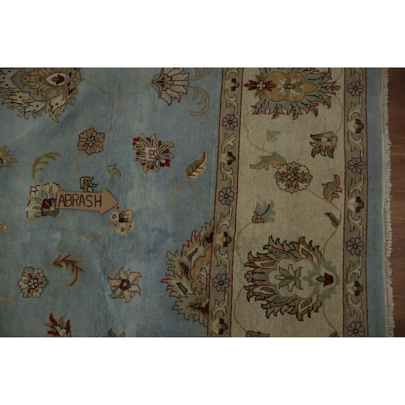 Hand Knotted Oriental 100% Wool Carpet Transitional Floral Navy Blue & Blues Oushak Area Rug - 14' 8'' X 11' 6''