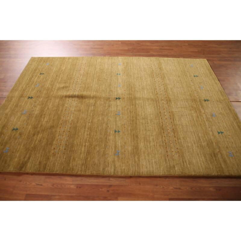 Tribal Gold Gabbeh Oriental Area Rug Handmade Wool Carpet - 5'3"x 7'8"