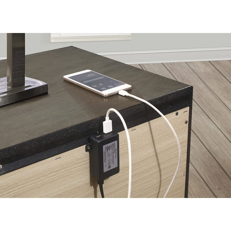 Elegant Gray Finish Nightstand - Polished Chrome Tone Knobs - Convenient USB Charging