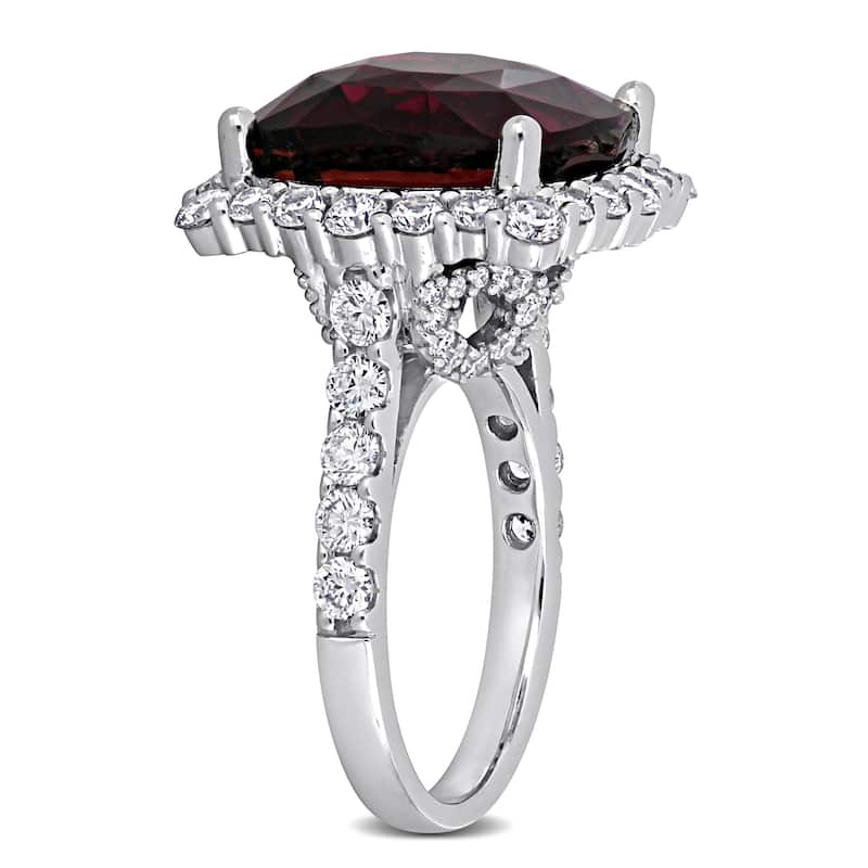 Miadora 15 1/10ct TGW Cushion Pink Tourmaline 2 1/3ct TDW Diamond Halo Cocktail Ring in 14k White Gold