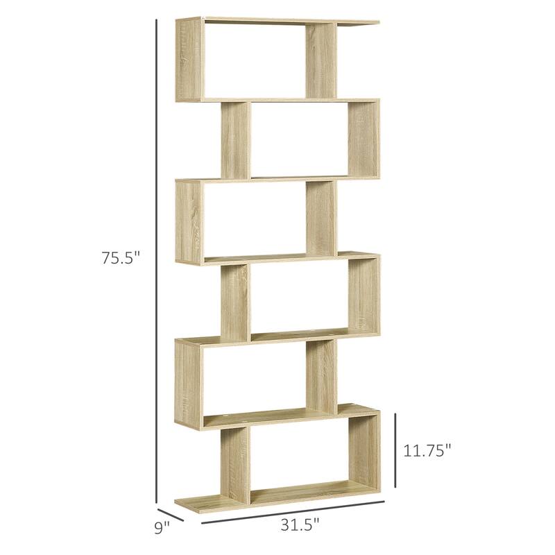 6 Shelf S-Shaped Bookshelf