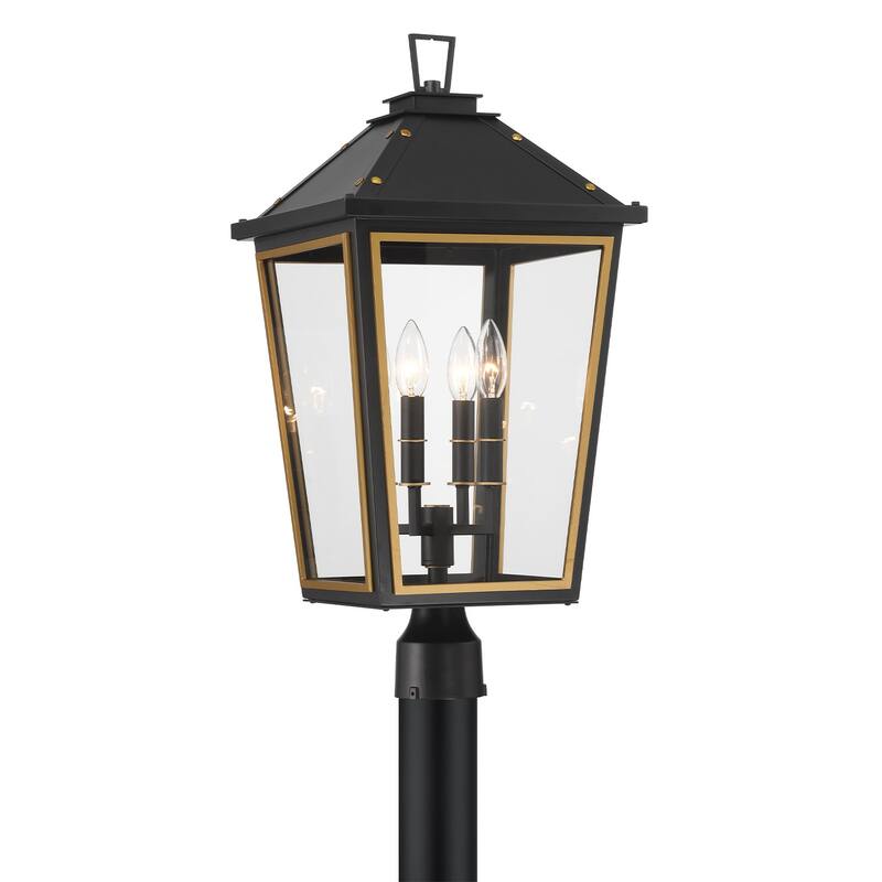 Crystorama Lighting Group HAW-609 Hawkins 4 Light 25" Tall Post Light - Matte Black / Textured Gold