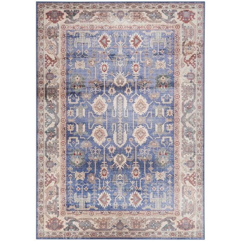 Lehap Power Loomed Distressed Non Skid Stain Resistant Low Pile Area Rug By HomeRoots - 84' X '60' X '0.2