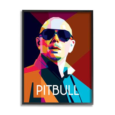 Stupell Pitbull Modern Portrait Bold Shapes Abstract Geometric Shapes Framed Wall Art - Red