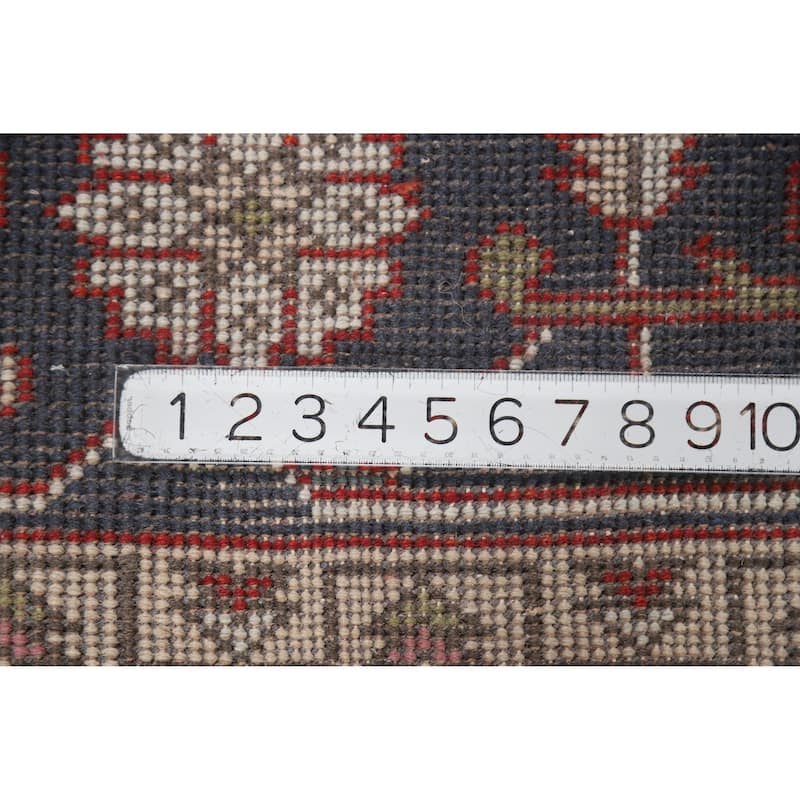 Hand Knotted Oriental 100% Wool Carpet Traditional Geometric Navy Blue & Blues Heriz (serapi) Area Rug - 11' 10'' X 8' 9''