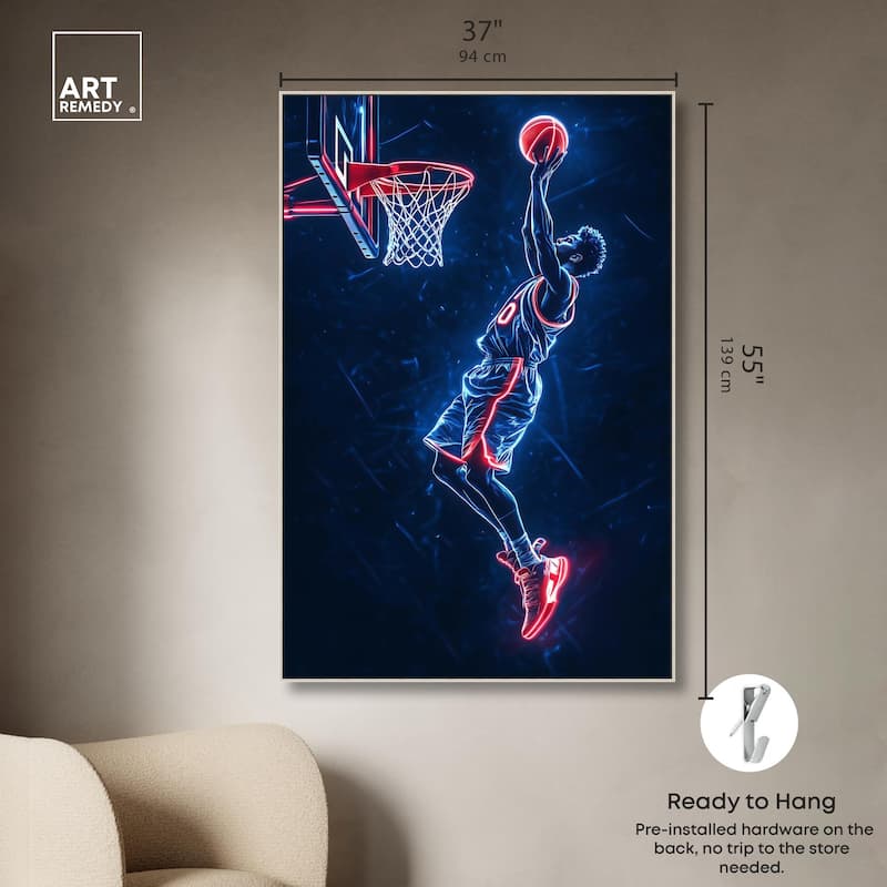 Shoot Some Hoops Neon Canvas by Art Remedy