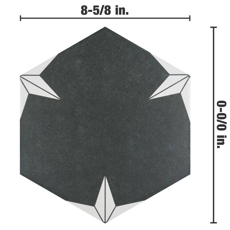 Merola Tile Stella Hex Night 8-5/8" x 9-7/8" Porcelain Floor and Wall Tile