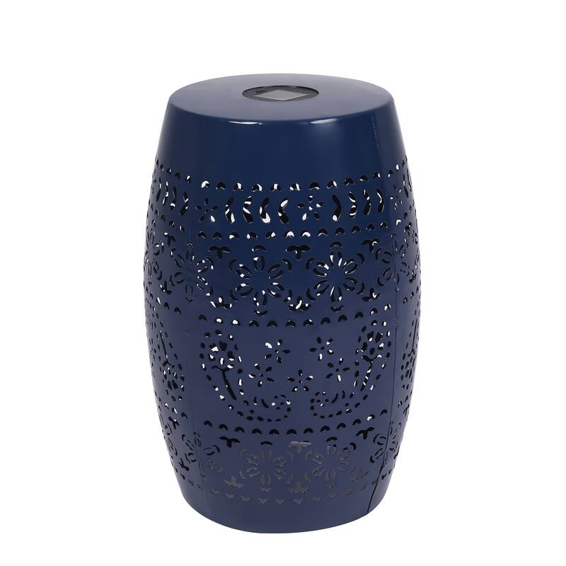 Solar Side Table with Built-in Solar Battery,Stunning Flower Pattern at Night,Eco-Friendly