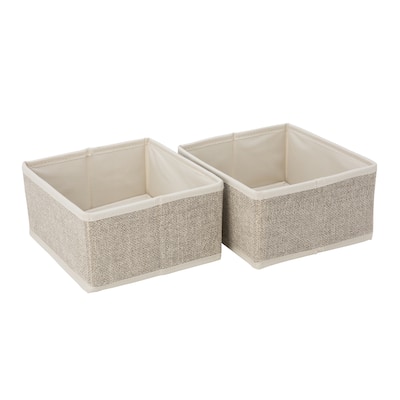 Simplify 2 Pack Medium Square Compartment Drawer Organizer in Faux Jute - 7.25"x 6.5"x 3.7"